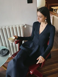 COMMENSE V-Neck Ruffle Button Cardigan* Knitwear|Tops