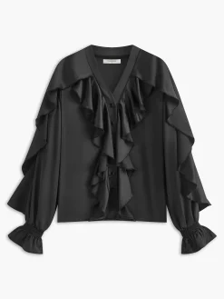 COMMENSE V-Neck Ruffle Thin Blouse* Blouses & Shirts|Tops
