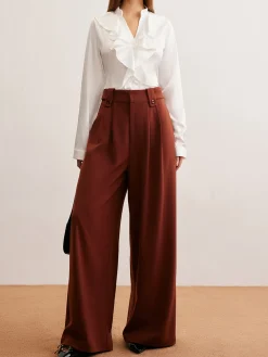 COMMENSE V-Neck Ruffle Thin Shirt* Blouses & Shirts|Tops