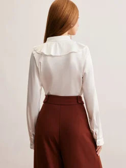 COMMENSE V-Neck Ruffle Thin Shirt* Blouses & Shirts|Tops