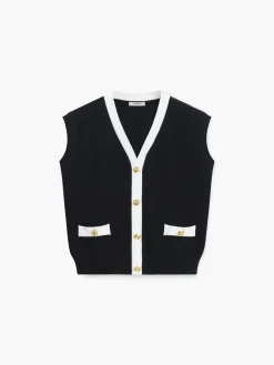 COMMENSE V-Neck Solid Button Knitted Vest* Sweater Vests|Sweaters & Cardigans