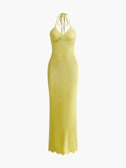 COMMENSE V-Neck Spaghetti Strap Sweater Long Dress* Sweater Dresses|Vacation Dresses