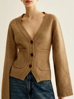 COMMENSE V-Neck Split Button Cardigan* Cardigans|Sweaters & Cardigans