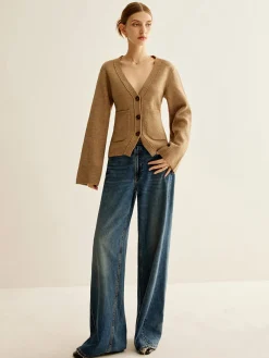 COMMENSE V-Neck Split Button Cardigan* Cardigans|Sweaters & Cardigans