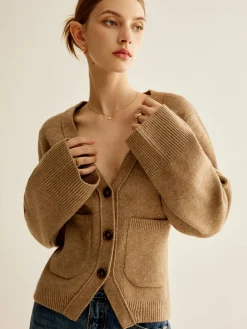 COMMENSE V-Neck Split Button Cardigan* Cardigans|Sweaters & Cardigans