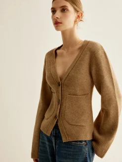 COMMENSE V-Neck Split Button Cardigan* Cardigans|Sweaters & Cardigans