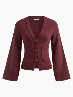 COMMENSE V-Neck Split Button Cardigan* Cardigans|Sweaters & Cardigans