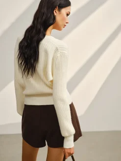 COMMENSE V-Neck Split Short Sweater* Sweater Tops|Sweaters & Cardigans