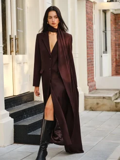 COMMENSE V-Neck Split Trench Coat With Scarf* Outerwear|Coats