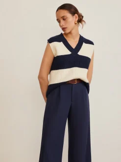COMMENSE V-Neck Striped Sweater Vest* Sweater Vests|Sweaters & Cardigans
