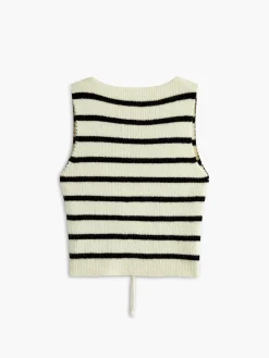 COMMENSE V-Neck Striped Tie Sweater Vest* Sweater Vests|Sweaters & Cardigans