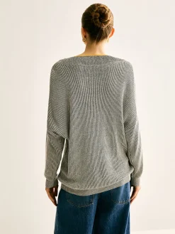 COMMENSE V-Neck Two-Tone Rib Knit Top* Sweater Tops|Sweaters & Cardigans