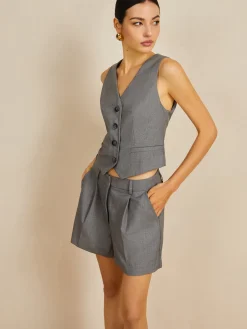 COMMENSE V-neck Woven Fabric Casual Shorts Set* Shorts Sets|Shorts