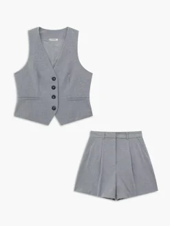 COMMENSE V-neck Woven Fabric Casual Shorts Set* Shorts Sets|Shorts