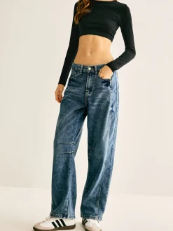 COMMENSE Washed Denim Scimitar Jeans* Jeans|Pants