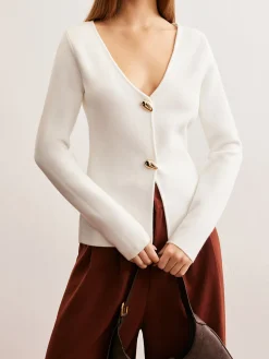 COMMENSE Waterdrop-Button V-Neck Cardigan* Cardigans|Sweaters & Cardigans