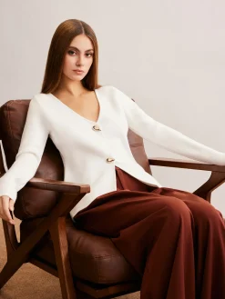 COMMENSE Waterdrop-Button V-Neck Cardigan* Cardigans|Sweaters & Cardigans