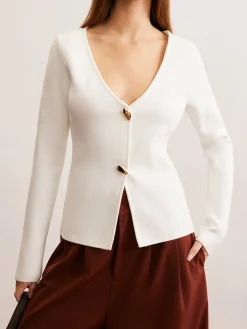 COMMENSE Waterdrop-Button V-Neck Cardigan* Cardigans|Sweaters & Cardigans
