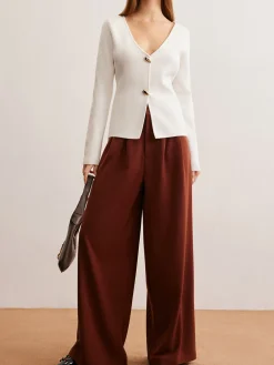 COMMENSE Waterdrop-Button V-Neck Cardigan* Cardigans|Sweaters & Cardigans