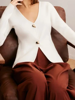 COMMENSE Waterdrop-Button V-Neck Cardigan* Cardigans|Sweaters & Cardigans
