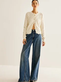 COMMENSE Wave Trim Hollow Out Cardigan* Cardigans|Sweaters & Cardigans