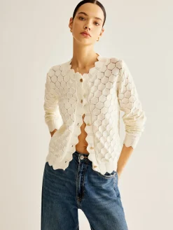 COMMENSE Wave Trim Hollow Out Cardigan* Cardigans|Sweaters & Cardigans