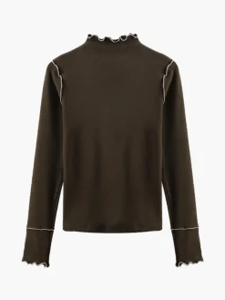 COMMENSE Wave Trim Jersey Slim T-Shirt* T-shirts|Tops