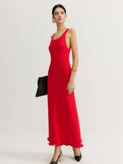 COMMENSE Wave Trim Knit Cami Dress* Cocktail & Party Dresses|Long Dresses