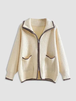 COMMENSE Weekend Loaf Zip Collared Cardigan* Cardigans|Sweaters & Cardigans