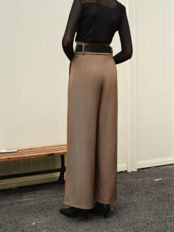 COMMENSE Wide-Leg Pleated Belted Pants* Pants