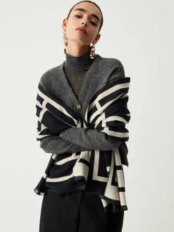 COMMENSE Wool Blend Geometric Pattern Scarf* Accessories