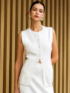 COMMENSE Wool Blends Knitted Split Button Skirt Set* Skirt Sets|Long Sleeve Sets