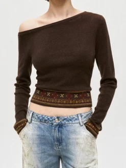 COMMENSE Wool-Blend Asymmetrical Crop Knit Top* Sweater Tops|Sweaters & Cardigans