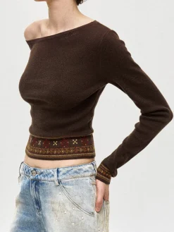 COMMENSE Wool-Blend Asymmetrical Crop Knit Top* Sweater Tops|Sweaters & Cardigans