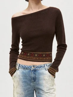 COMMENSE Wool-Blend Asymmetrical Crop Knit Top* Sweater Tops|Sweaters & Cardigans