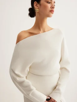 COMMENSE Wool-Blend Asymmetrical Neck Knit Top* Sweater Tops|Sweaters & Cardigans
