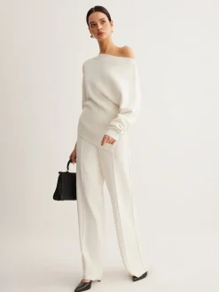 COMMENSE Wool-Blend Asymmetrical Neck Knit Top* Sweater Tops|Sweaters & Cardigans
