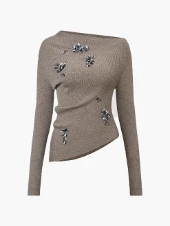 COMMENSE Wool-Blend Asymmetrical Sequins Knit Top* Knitwear|Matching Sets