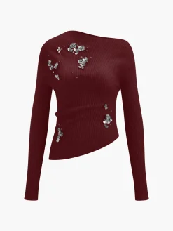 COMMENSE Wool-Blend Asymmetrical Sequins Knit Top* Knitwear|Matching Sets