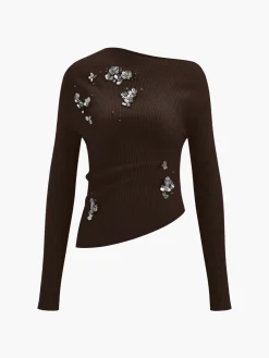 COMMENSE Wool-Blend Asymmetrical Sequins Knit Top* Knitwear|Matching Sets