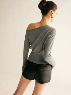 COMMENSE Wool-Blend Asymmetrical Slit Top* Sweater Tops|Sweaters & Cardigans