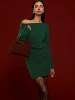 COMMENSE Wool-Blend Asymmetrical Sweater Dress* Black Dresses|Sweater Dresses