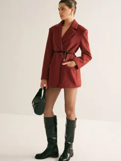 COMMENSE Wool-Blend Belted Blazer With Shoulder Pads* Outerwear|Blazers