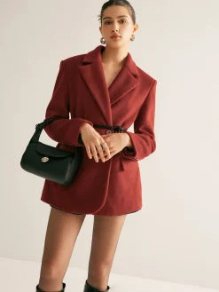 COMMENSE Wool-Blend Belted Blazer With Shoulder Pads* Outerwear|Blazers