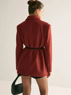 COMMENSE Wool-Blend Belted Blazer With Shoulder Pads* Outerwear|Blazers