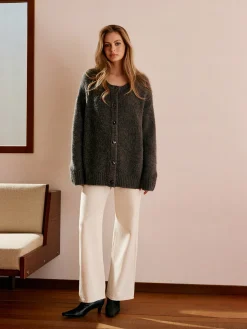 COMMENSE Wool-Blend Button Draped Cardigan* Cardigans|Sweaters & Cardigans
