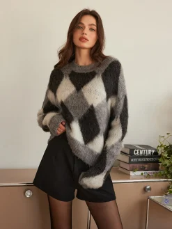 COMMENSE Wool-Blend Color Block Cozy Sweater* Sweater Tops|Sweaters & Cardigans