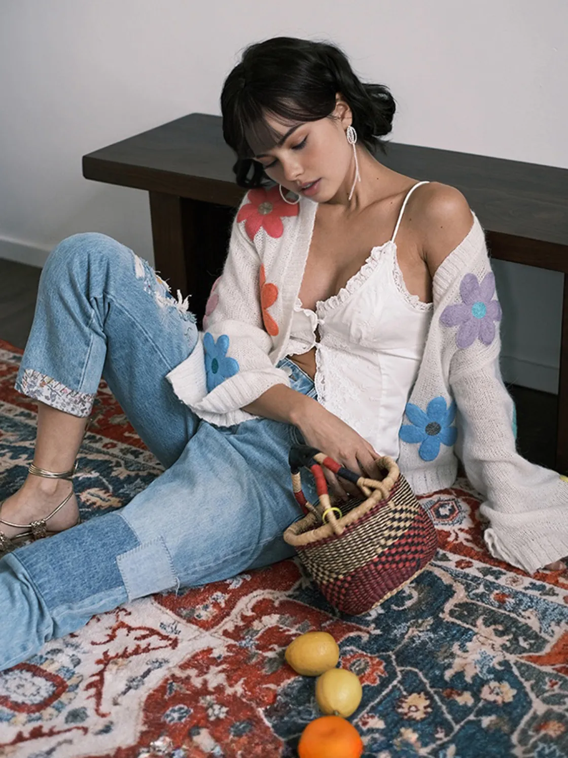 COMMENSE Wool-Blend Colorful Flower Cardigan* Cardigans|Sweaters & Cardigans