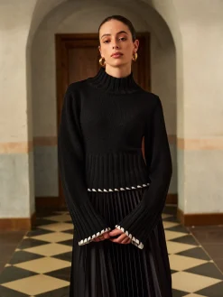 COMMENSE Wool-Blend Contrast Binding Ribbed Knit Top* Knitwear|Tops
