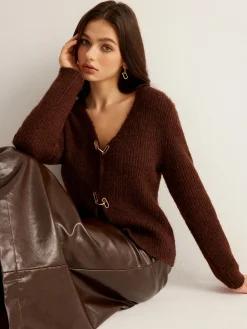 COMMENSE Wool-Blend Cutout Metal-Link Cardigan* Cardigans|Sweaters & Cardigans